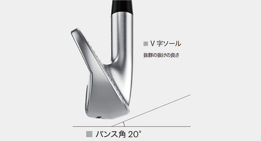 抜群の抜けの良さのV字ソール。バンス角は20°